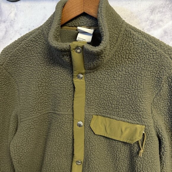 The North Face Deep Pile Fleece Jacket Mens Small Green Snap - Picture 3 of 9